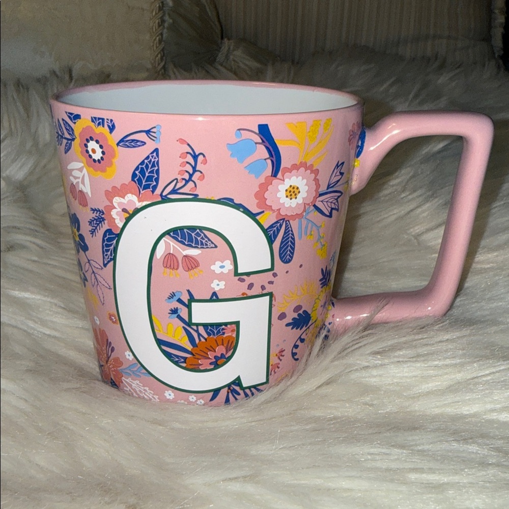 Floral Pink Monogram 'G' Mug. Kirkland Home Brand New!